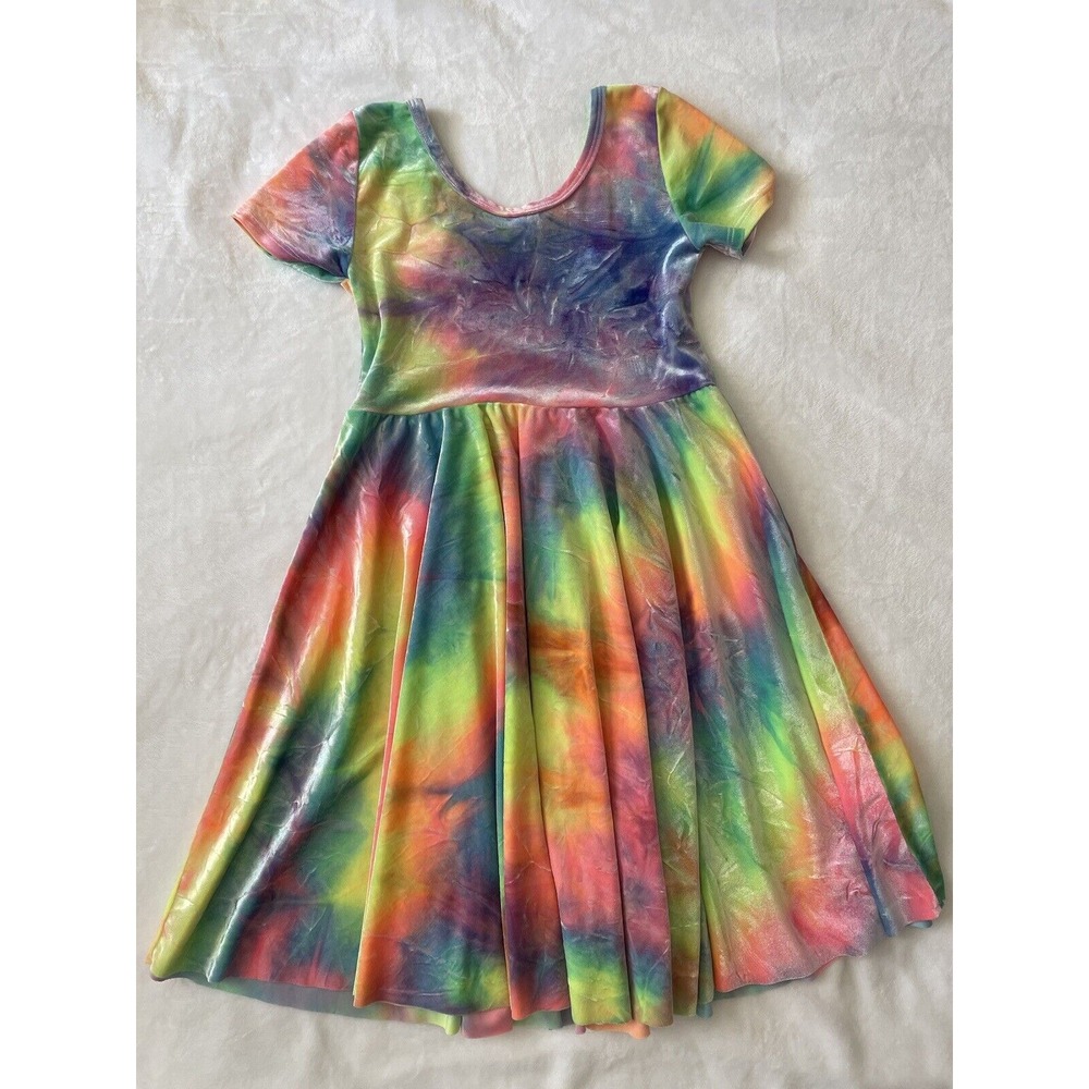 Wild Rich Kids‎ 11/12 Velvet Twirl Dress Bright Tie-Dye Full Skirt Spring Party